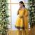 ARRESTING Mustard thread embroidery art silk semi stitched chudidar salwar