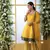 ARRESTING Mustard thread embroidery art silk semi stitched chudidar salwar