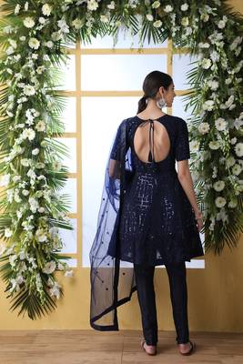 Navy-blue thread embroidery Georgette salwar Kameez With dupatta 3