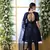 Navy-blue thread embroidery Georgette salwar Kameez With dupatta