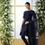 Navy-blue thread embroidery Georgette salwar Kameez With dupatta