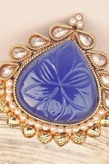Blue Gold Framed Cocktail Ring