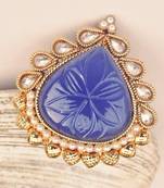 Blue Gold Framed Cocktail Ring