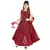Maroon Printed Embroidered Silk Gown for Girls