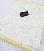 White hand woven chanderi saree with blouse