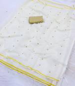 White hand woven chanderi saree with blouse