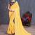 Yellow Rubber Foilage printed georgette saree with blouse