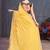 Yellow Rubber Foilage printed georgette saree with blouse