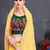 Yellow Rubber Foilage printed georgette saree with blouse