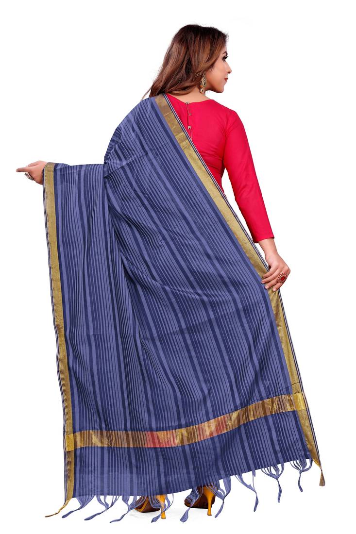 Blue - Cotton Plain Dupatta 15