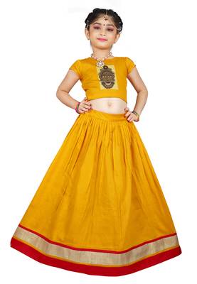EVERWILLOW Kids Yellow Cotton Lehenga Choli  1