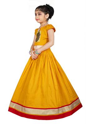 EVERWILLOW Kids Yellow Cotton Lehenga Choli  2