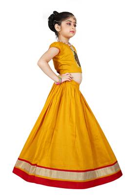 EVERWILLOW Kids Yellow Cotton Lehenga Choli  3