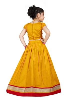 EVERWILLOW Kids Yellow Cotton Lehenga Choli  4