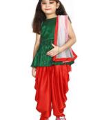 Kids Green Top And Red Patiala Salwar Suit Set 