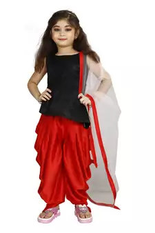 Black Top And Red Salwar Suit Set For Girls 