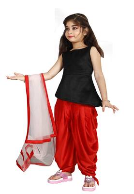 Black Top And Red Salwar Suit Set For Girls  2