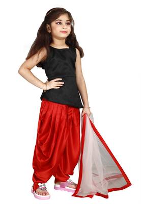 Black Top And Red Salwar Suit Set For Girls  3