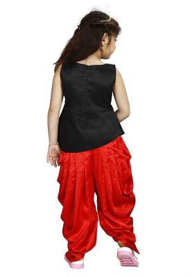 Black Top And Red Salwar Suit Set For Girls  4