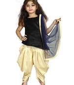 Black Top And Cream Patiala Salwar Suit Set For Girls Wear 