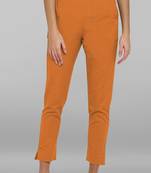 Mustard plain cotton trousers