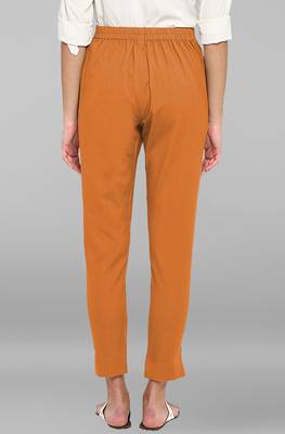 Mustard plain cotton trousers 3