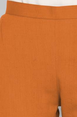 Mustard plain cotton trousers 4