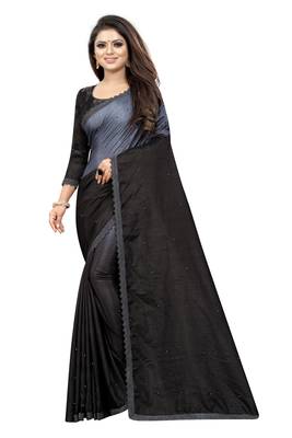 Black Colored Partywear Art Silk Saree With Blouse 1