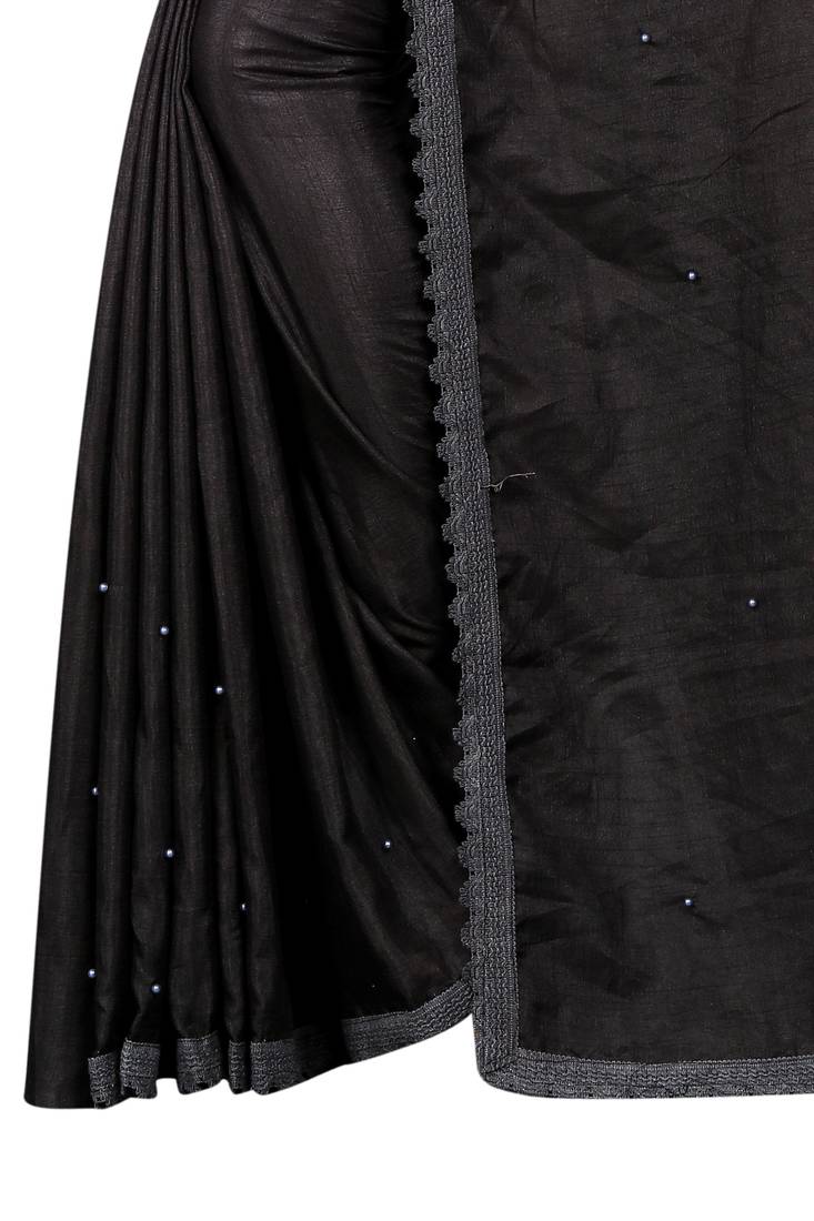 Black Colored Partywear Art Silk Saree With Blouse