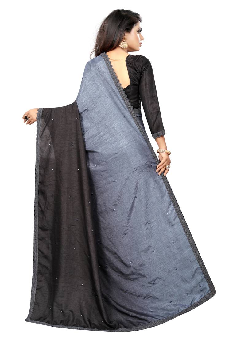 Black Colored Partywear Art Silk Saree With Blouse