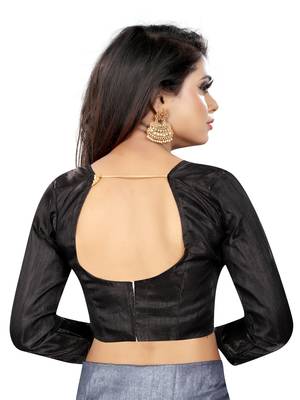 Black Colored Partywear Art Silk Saree With Blouse 5