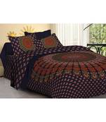 cotton multicolour printed barmeri double bed sheets with  chain pillow cover
