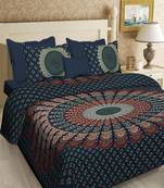 cotton multicolour printed barmeri double bed sheets with pillow cover