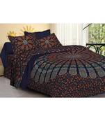 cotton multicolour printed barmeri double bed sheets with pillow cover