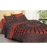 cotton multicolour printed barmeri double bed sheets with pillow cover