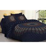 cotton multicolour printed barmeri double bed sheets with pillow cover