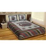 cotton multicolour printed barmeri double bed sheets with pillow cover