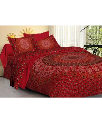 cotton multicolour printed barmeri double bed sheets with pillow cover 1