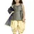 Kids Cotton Silk Grey Top And Cream Patiala Salwar Suit Set For Girls