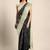 Black plain art silk saree with blouse