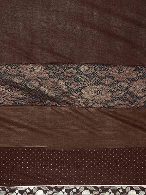 Brown plain lycra saree with blouse 3