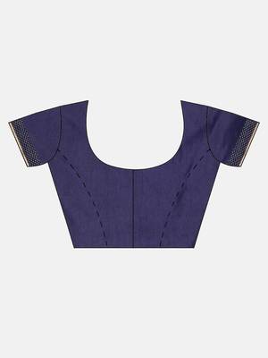 Blue plain lycra saree with blouse 4