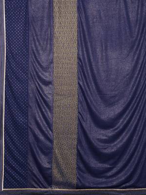Blue plain lycra saree with blouse 5