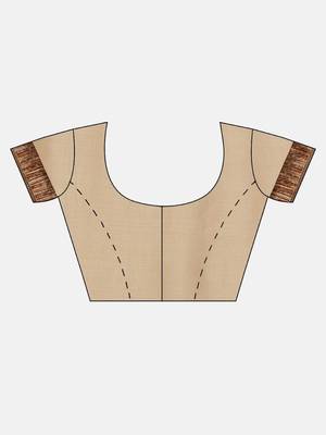 Beige plain lycra saree with blouse 4