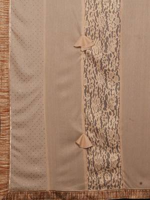 Beige plain lycra saree with blouse 5