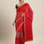 Red plain lycra saree with blouse