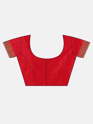 Red plain lycra saree with blouse 4