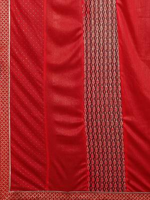 Red plain lycra saree with blouse 5
