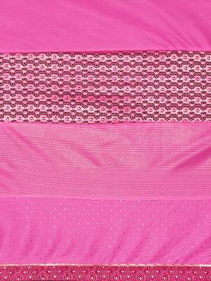 Pink plain lycra saree with blouse 3