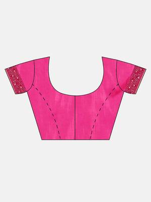 Pink plain lycra saree with blouse 4